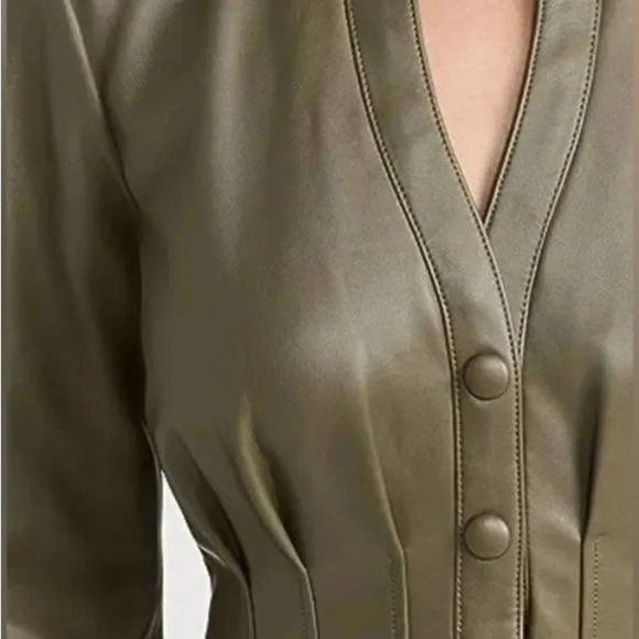 - Veronica Beard Ameeta Dress in Stone Army- faux leather size 14 - Picture 3 of 16